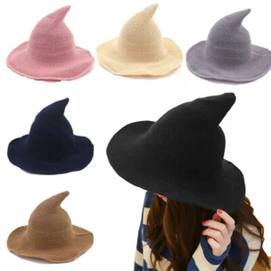 Mujeres Sombrero de Bruja Halloween Moderno Sombrero de Bruja Hecho de Lana de Oveja de Alta Calidad - Imagen 1 de 19