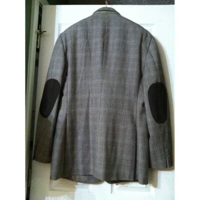 TASSO ELBA 46L MEN'S BROWN 100%WOOL SPORT COAT JACKET BLAZER WITH PATCHES  - Image 1 of 4