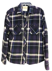 Aeropostale Mens Shirt Large Blue Plaid Long Sleeve Button Front 100% Cotton - Picture 1 of 6