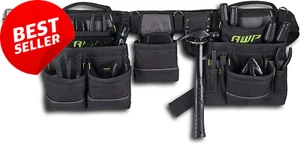 Carpenter Tool Belt, Padded, Carry Handles, 50" Waist, Premium, Black - Picture 1 of 12