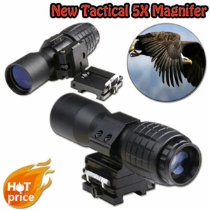 New 5X Magnifier Scopes Tactical Adjustable Sight Scope w/ Flip-to-Side Mount - Picture 1 of 8