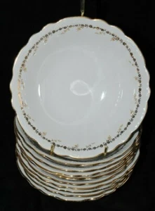 ANTIQUE HOMER LAUGHLIN HUDSON GOLD FLORAL RIM LOT 6 SOUP  BOWLS 8" DIAMETER #1 - Picture 1 of 12