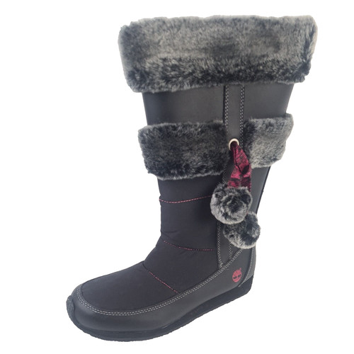 TIMBERLAND Stivali invernali alti in pelliccia bacche pelle nera 59997 taglia ragazza 5 5 = 7 donna