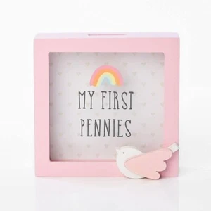 Widdop Petit Cheri My First Pennies Pink Birds Money Box Bank New Boxed CG1856 - Picture 1 of 2