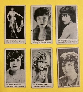 1922 Passeggini Sigarette Tabacco Cards LOTTO DI 6 stelle assortite del cinema femminile (B) - Foto 1 di 2