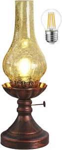 Vintage Tischlampe Antik Rustikal Landhaus Schreibtischlampe Western Viktorianisch Crackled - Bild 1 von 12