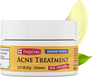 De La Cruz 10% Sulfur Ointment Acne Medication, Allergy-Tested, No Preservatives - Picture 1 of 12