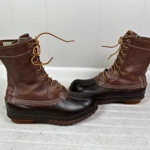 Zapato de caza LL Bean Vintage Bean Boot aislado en marrón y negro talla para hombre 8 - Imagen 1 de 7