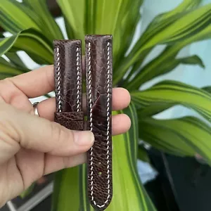20/18mm Padded Brown Genuine OSTRICH Leg LEATHER SKIN WATCH STRAP BAND - Picture 1 of 14