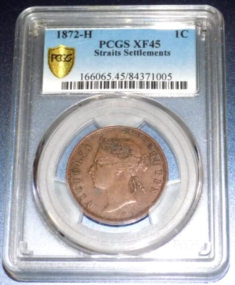 Straits Settlements (Malaysia) Victoria 1872 H Cent PCGS XF45 1C Britain Coin - Image 1 of 4