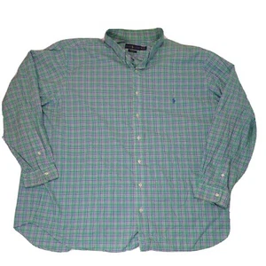 POLO RALPH LAUREN Shirt Men's 3XB Big & Tall Button-Down Plaid Casual Green - Picture 1 of 12