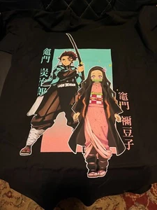 Black Short Sleeve Demon Slayer T Shirt Nezuko Tanjiro Kamado Size Adult Large - Picture 1 of 1