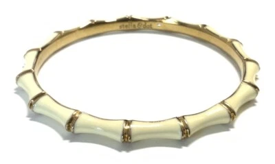 Stella & Dot Gold Tone Cream Enameled Bangle Bracelet 7.5-inch New in Bag IL112 - Image 1 of 4