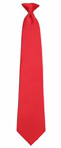 Men's Classic Solid Red Clip On Necktie Business Weddings Formal Events