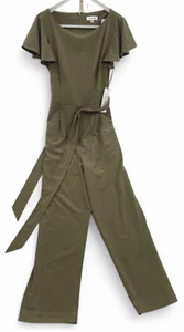 Calvin Klein NEW $139 Green One Piece Belted Jumpsuit Pants Women's 12 - Picture 1 of 9