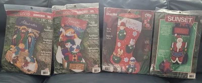 Lote 3 Kits Medias Navidad Fieltro Artesanía Diseño Obras Osos Ángel Muñeco de Nieve Papá Noel Foto 1 de 4