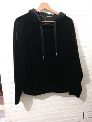 Calvin Klein Women's Performance Black Velour Hooded Sweatshirt Size M - Image 1 of 4