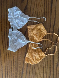 Aerie Lot of 2 Bralette Lace size Small/Medium Orange White - Picture 1 of 6