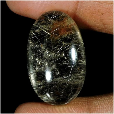 53.45Ct Natural Red Copper Needle Rutile Quartz Pear Cabochon Loose Gemstone - Image 1 of 2