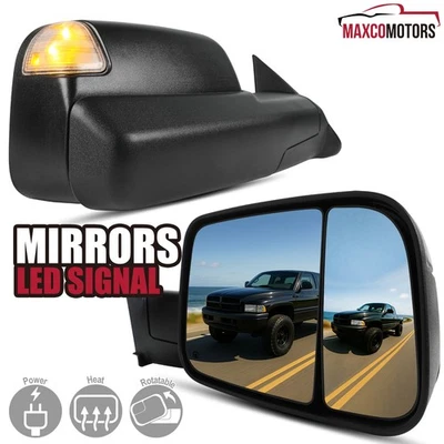 Tow Mirrors Fits 1998-2001 Ram 1500 1998-2002 2500 3500 Power Heated+LED Signal Foto 1 de 4