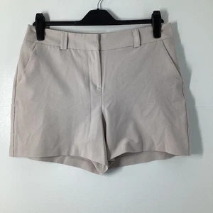 Dorothy Perkins UK 14 Beige Tailored Smart Casual Mini Shorts Made in Romania - Picture 1 of 5