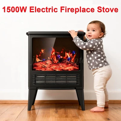 1500W/750W Electric Fireplace Stove, Freestanding Fireplace Heater Stove Heater - Image 1 of 4
