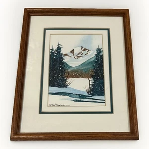 Vtg.91’ Framed Watercolor Print Of Winter Mountain Scene By Becky Pearson Signed - Picture 1 of 4
