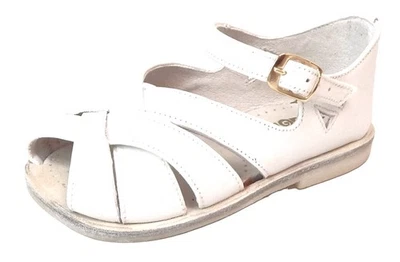 DE OSU - Europeu 21 -Sandálias de couro branco para bebês meninas -Vintage -Espanha -Tamanho 5 - Imagem 1 de 4