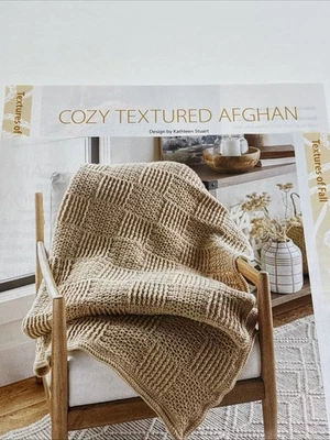 Cozy Textured Afghan Crochet Pattern Pages From Magazine - Image 1 of 3