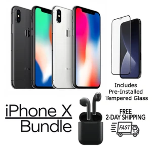 Apple iPhone X Fully Unlocked 64GB Silver with Tempered and Earbuds (Very Good) - Afbeelding 1 van 5
