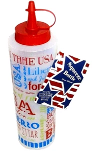 BOTELLA EXPRIMIDORA DE CONDIMENTO PATRIÓTICO CON GORRA SANITARIA ~ Ideal para mostaza, ketchup - Imagen 1 de 2