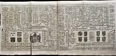 NEW GENEALOGICAL MAP OF THE ROYAL HOUSE OF FRANCE Engraving by Chatelain - 1720 - Image 1 of 4