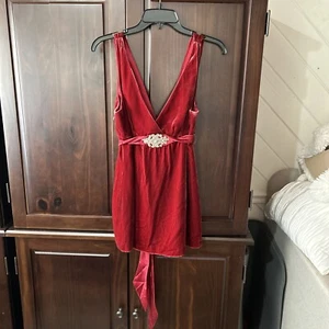 wash by shelli segal Babydoll Oberteil weinrot Samt tief V L - Bild 1 von 8