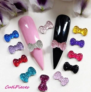 10pcs x 3D Nail Art *Sparkle Crystal Bows* Mix Bow-Tie Embellishments Craft - Picture 1 of 19