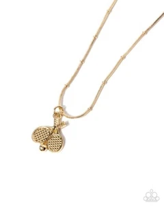 Paparazzi Adorable Ace - Gold - Tennis Rackets & Ball Theme Necklace & Earrings - Picture 1 of 3
