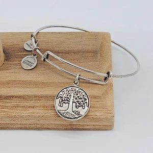 Alex and Ani 2015 Tree of Life Expandable Wire Bangle Bracelet -Rafaelian Silver - Picture 1 of 7