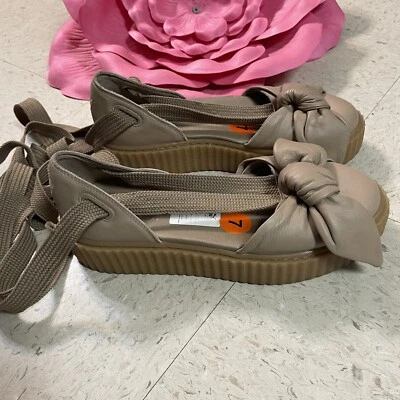 FENTY PUMA By Rihanna Creeper Ballerina Shoe Size 7 Tan Platform Heel Lace-up - Image 1 of 4