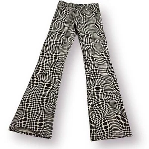 Pantalones de mezclilla Motel para mujer regulares acampanados elásticos tiro bajo lunares talla XS - Imagen 1 de 4