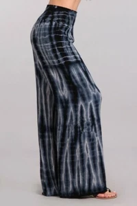 Chatoyant Tie Dye Palazzo Pants Navy White Large - Picture 1 of 4