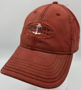 USED Red/Orange (OSFM) Rustic-Style Distressed ‘Sperry Top-Sider’ Adjustable Cap - Imagen 1 de 18