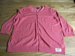 Talbots Cardigan Sweater Womens XL Pink Pima Cotton Stretch Long Sleeve Button - Picture 1 of 13