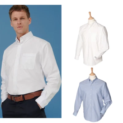 Henbury Camicia classica a maniche lunghe Oxford H510 - Unisex Plain and Formal  - Immagine 1 di 4