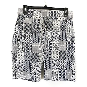 Mens Shorts Size XS Sweat Shorts Cream Blue Patterned - Picture 1 of 4