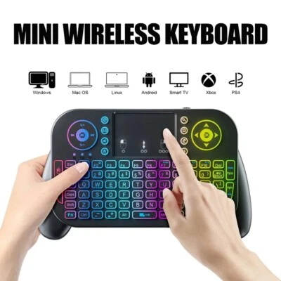 Bluetooth Tastatur Beleuchtet Kabellos Mini Touchpad Keyboard Akku Maus Funk - Bild 1 von 4