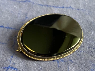 Broche de plata esterlina 8,4 g joyería fina color ónix ovalado piedra bisel prendedor *LEER* Foto 1 de 4