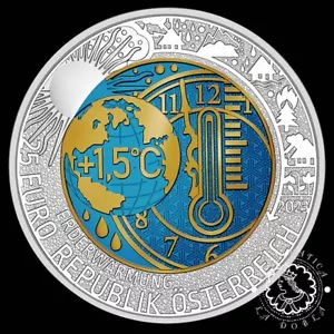 LADOBLA - 2023 – Estuche 25 EUROS Niobio – Global Warming – Austria - Imagen 1 de 3
