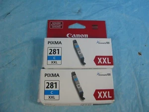 BUNDLE OF 2 CANON CYAN INK CARTS PIXMA 281 XXL NEW - FREE SHIPPING - Picture 1 of 1
