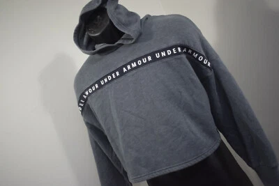 Under Armour Crop Top 连帽衫宽松棉混纺灰色女式 XS 码 XSSMALL — 第 1/4 张图片