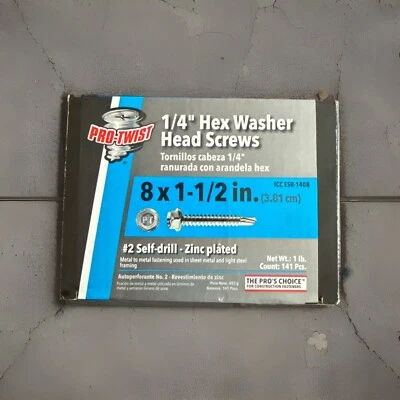 Grip-Rite NHWD81121Hex Round Washer Head Sheet Metal Screws No.8 x 1-1/2 L in. Foto 1 de 3