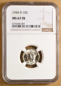 1944 D Mercury Dime NGC MS67FB - Picture 1 of 4